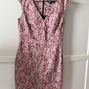 French Connection Pink & Black Floral Bacongo Daisy Cotton Dress Size12 NWT